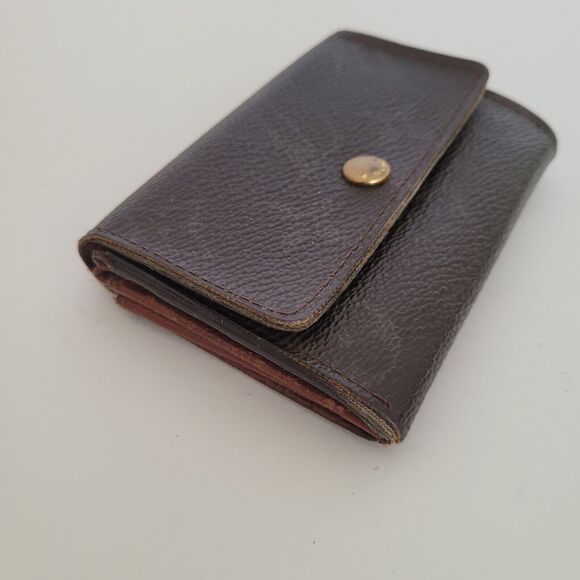 Louis Vuitton LV Micro Brown Folding Monogram Leather Card Wallet Smal Authentic - Picture 11 of 12